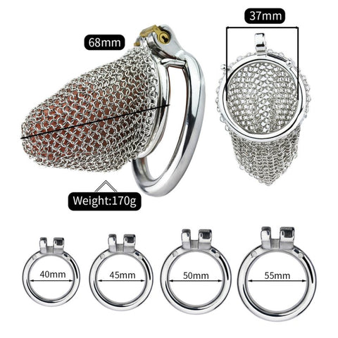 BDStyle Metal Chastity Cage Mesh Male Locks Devices Medium - Male Chastity