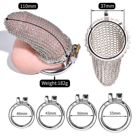 BDStyle Metal Chastity Cage Mesh Male Locks Devices Small - Male Chastity