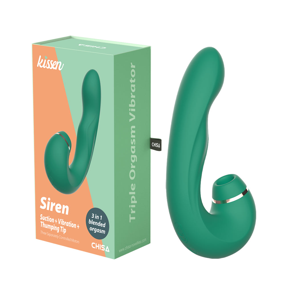 Kissen Siren Clitoral Suction Adult Massager Teal Clit Ticklers and Pulsators