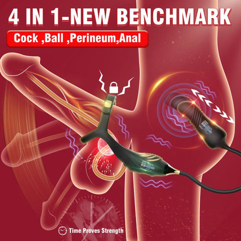 BDStyle Vibrating Buckle Cock Ring With Thrusting Butt Plug - Vibrating Cock Rings