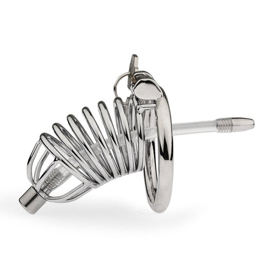Hoop Cock Cage with Urethral Tube Male Chastity