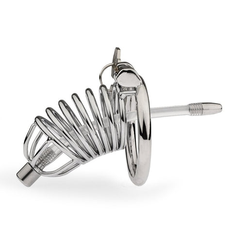 Hoop Cock Cage with Urethral Tube - Male Chastity