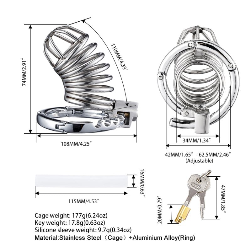 BDStyle Beginner Cage Adjustable Metal Bird Cock Cage Male Chastity