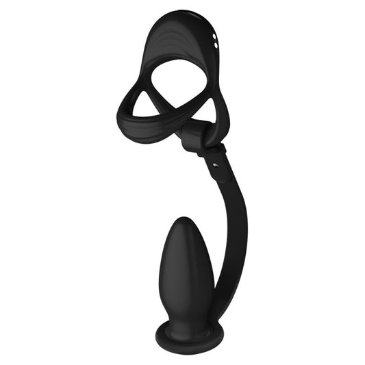 BDStyle 10 Functions Cock and Ball Ring With Anal Plug - Vibrating Cock Rings