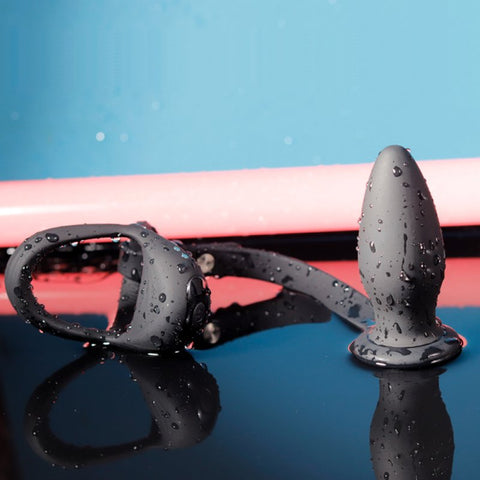 BDStyle 10 Functions Cock and Ball Ring With Anal Plug - Vibrating Cock Rings