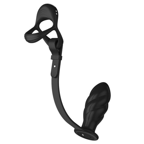 BDStyle Multi Function Cock and Ball Ring With Thread Anal Plug - Vibrating Cock Rings