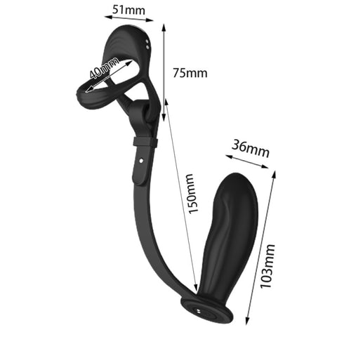 BDStyle Vibrating Cock and Ball Ring With Prostate Plug - Vibrating Cock Rings