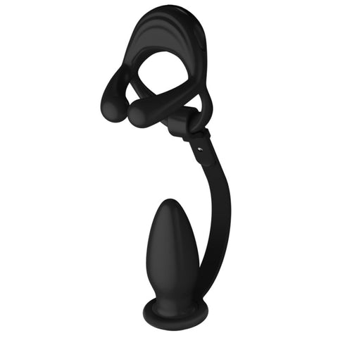 BDStyle Silicone Vibrating Cock Ring with Anal Vibrator - Vibrating Cock Rings