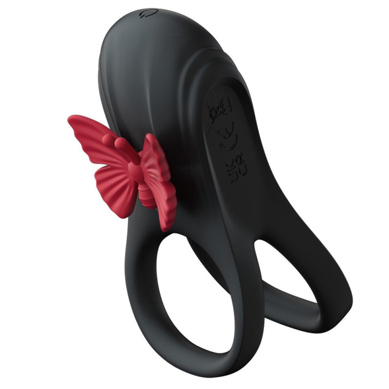 BDStyle Butterfly Vibration Lock Mens Cock Ring Black Red Vibrating Cock Rings