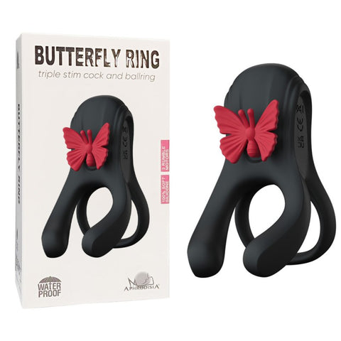 BDStyle Butterfly Triple Lock Vibrating Cock Ring - Vibrating Cock Rings