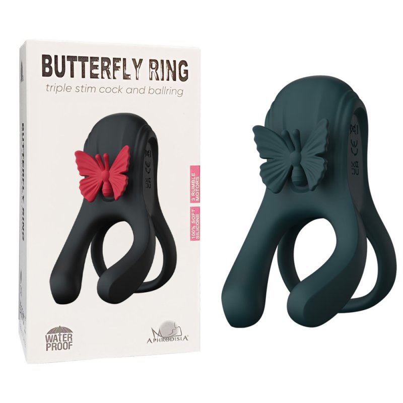 BDStyle Butterfly Triple Lock Vibrating Cock Ring Vibrating Cock Rings