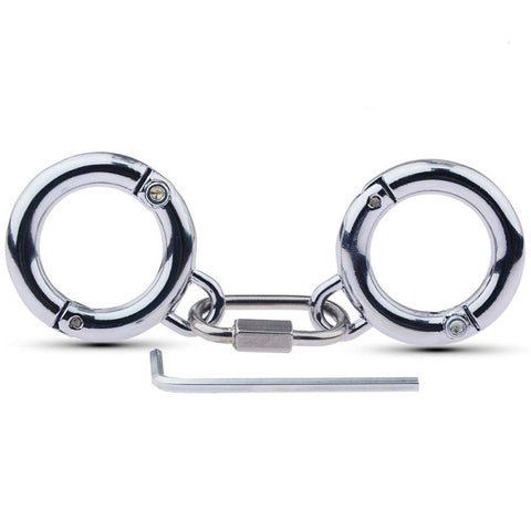 BDStyle Class Stainless Steel BDSM Play Thumb Cuffs - Steel Sex Toys