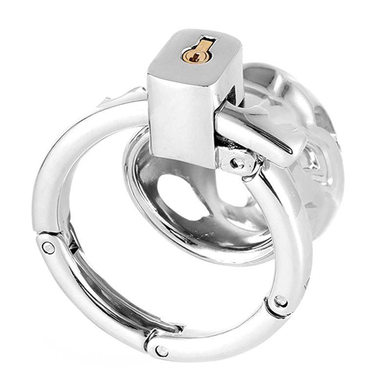 BDStyle Adjustable Ring and Invisible Vertical Lock Cock Cage Male Chastity