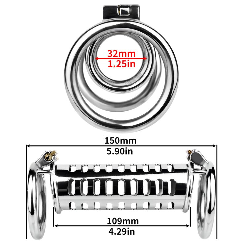 BDStyle Metal Double Ended Chastity Cage Bent Ring Male Chastity
