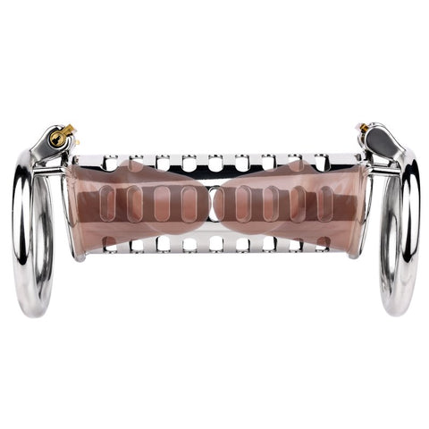 BDStyle Metal Double Ended Chastity Cage Flat Ring - Male Chastity