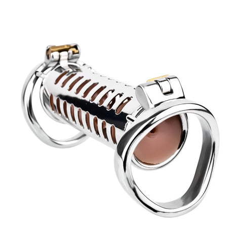 BDStyle Metal Double Ended Chastity Cage Bent Ring - Male Chastity