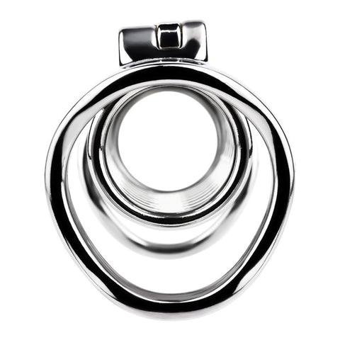 BDStyle Metal Double Ended Chastity Cage Bent Ring - Male Chastity