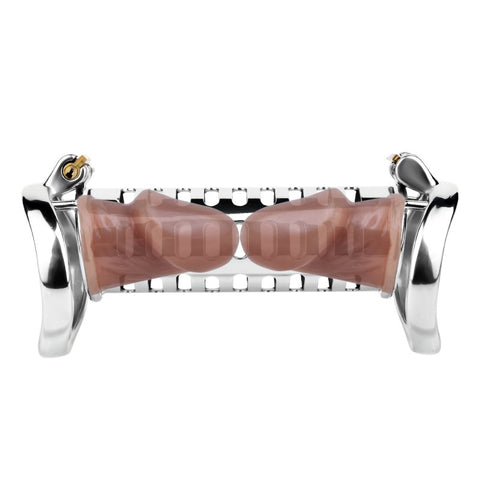 BDStyle Metal Double Ended Chastity Cage Bent Ring - Male Chastity