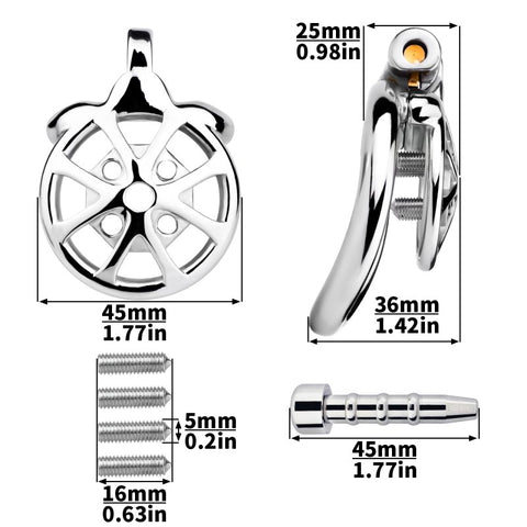 BDStyle Spike Mens Chastity Cage With Metal Urethral Catheter - Male Chastity