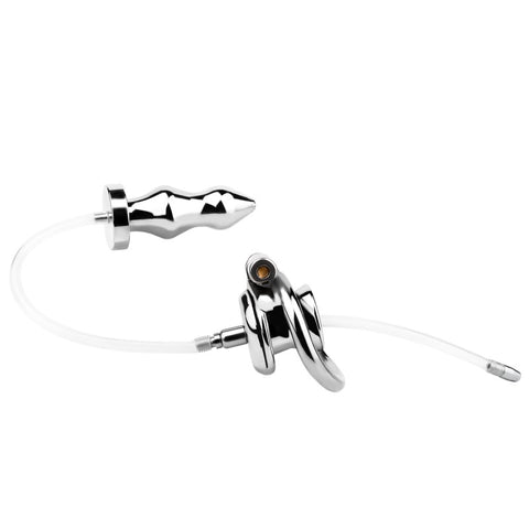 BDStyle Male Chastity Cage With Enema Butt Plug Small - Male Chastity