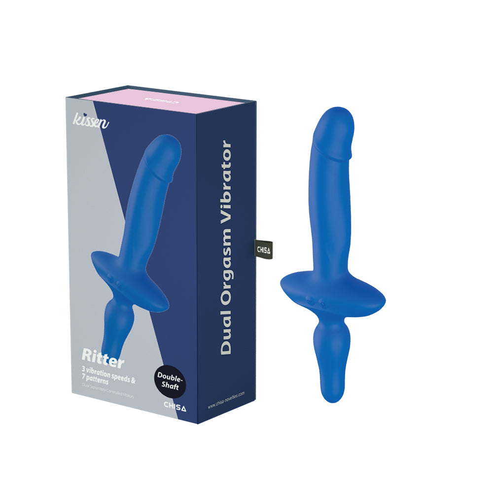 Kissen Ritter Double Orgasm Vibrating Silicone Dildo Blue Vibrating Dildos