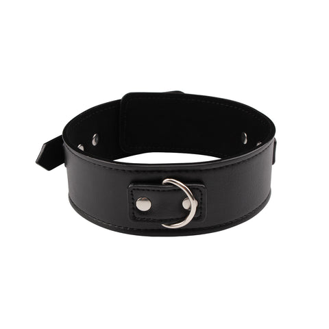 Behave Midnight Fully Adjustable Bondage Collar Black - Collars and Leads