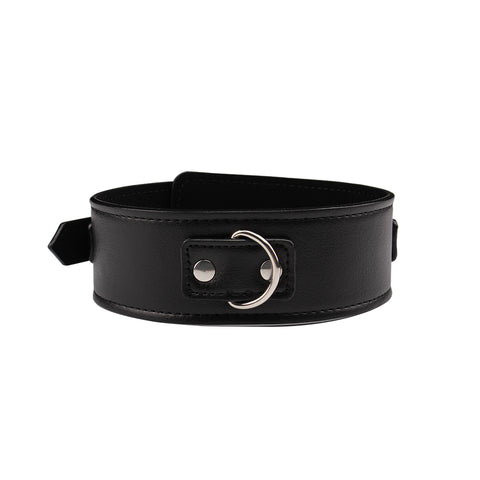 Behave Midnight Fully Adjustable Bondage Collar Black - Collars and Leads