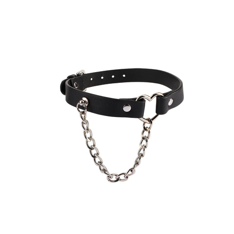 Chisa Fetish Play Heart Collar with a Chain - Collars and Leads