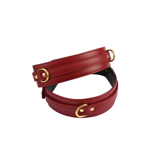 Chisa Soft and Sturdy Wrist to Thigh Cuff Set Red Cuffs And Restraints
