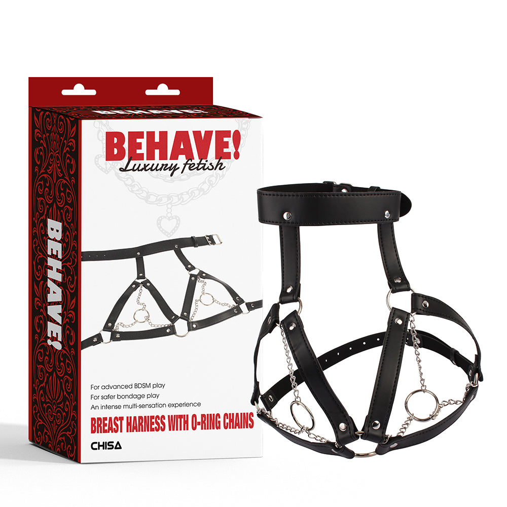 Chisa Fetish Breast Harness With O-ring Chains Cuffs And Restraints