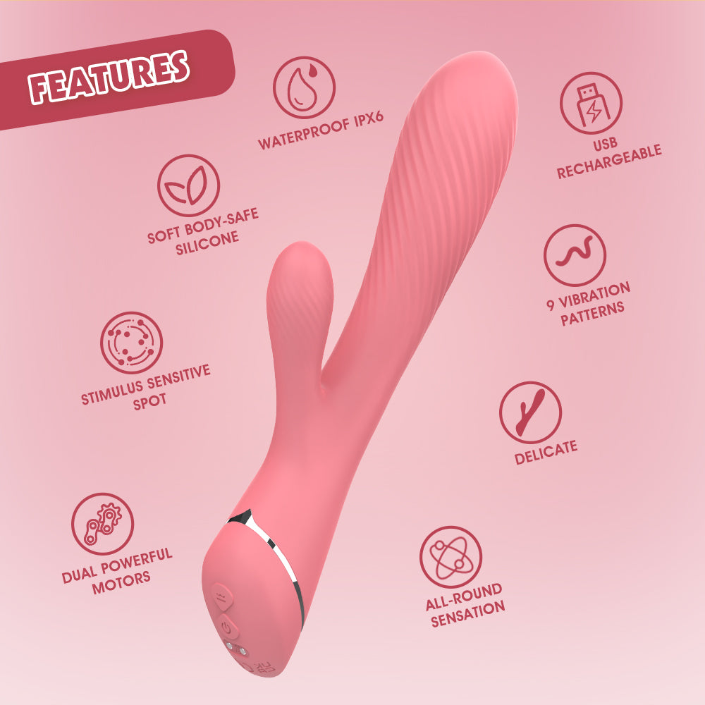 Lust Ripple Coney 9 Function Rabbit Vibrator Pink Rabbit Vibrators