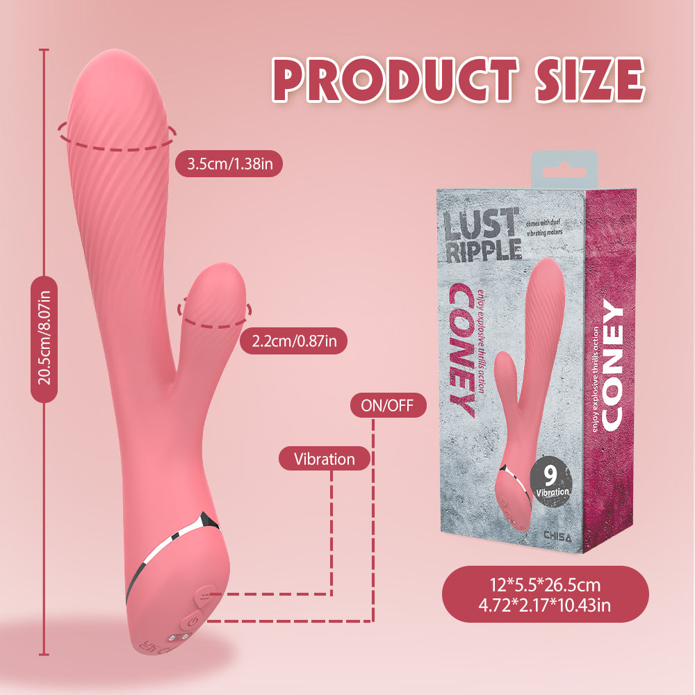 Lust Ripple Coney 9 Function Rabbit Vibrator Pink Rabbit Vibrators