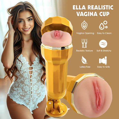 Chisa Ella Realistic Vibrating Vagina Cup - Masturbators and Strokers