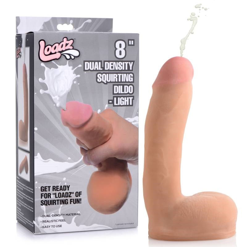 Loadz 8'' Dual Density Squirting Dildo - Flesh Realistic Dildos