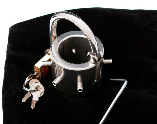 Locking Spiked Ball Splitter - Steel Sex Toys
