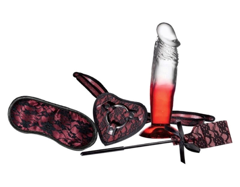 Lusty Heart Deluxe Cow Girl Red with Thick Transparent Dong Sex Kits