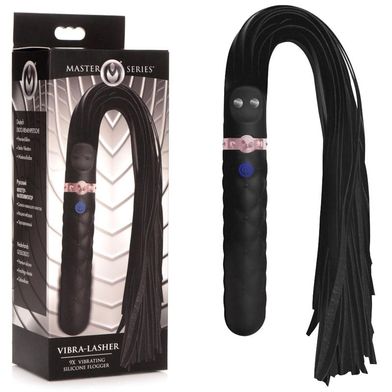 Master Series Vibra-Lasher 9X Vibrating Dildo Whips And Crops