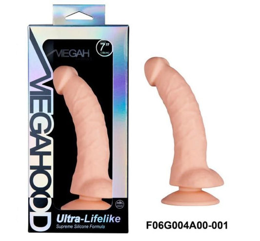 Megahood Ultra-Lifelike Supreme Silicone 7 inch Curved Dong - Realistic Dildos