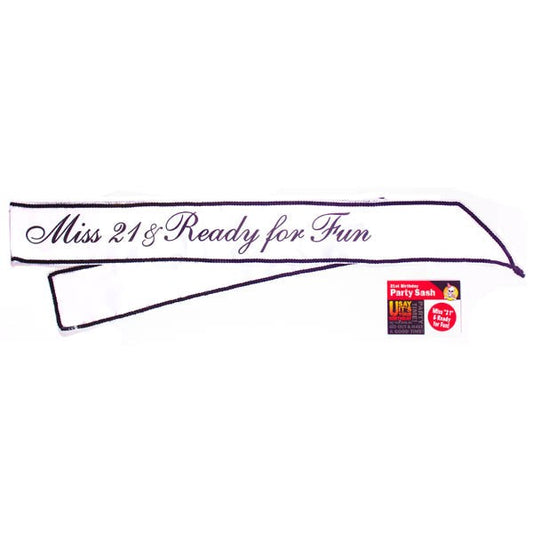 Miss 21 & Ready For Fun Sash Party Gifts and Novelties