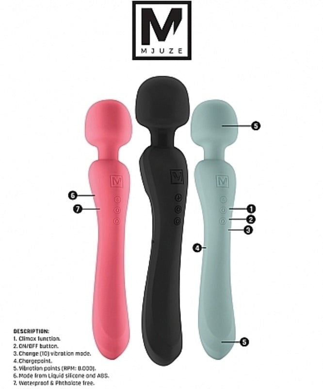 Mjuze Flowing Body Massager Black Waterproof Vibrators