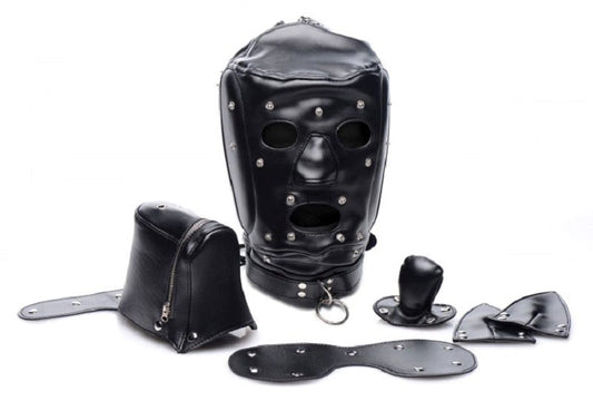 Muzzled BDSM Play Hood with Removable Muzzle - Bondage Hoods