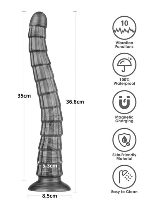 Lovetoy Vibrax Slider King Sized Rechargeable Vibrating Dildo 36.8cm Grey Vibrating Dildos