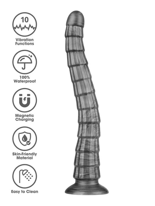 Lovetoy Vibrax Slider King Sized Rechargeable Vibrating Dildo 36.8cm Grey Vibrating Dildos