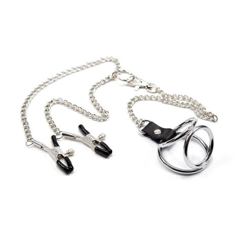 Nipple Clamps With Cock Ring - Cock Rings