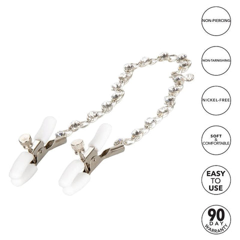 Nipple Play Crystal Chain Nipple Clamps - Nipple and Clit Clamps