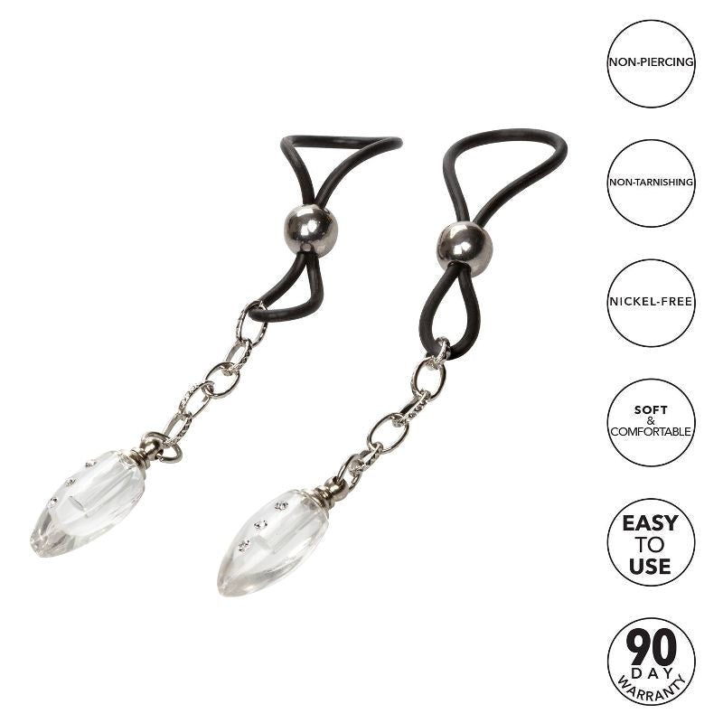 Nipple Play Non-Piercing Nipple Jewelry Crystal Teardrop Nipple and Clit Clamps