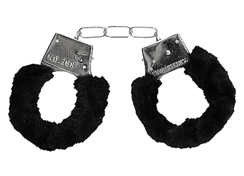 Black and White Beginners Furry Wrist Cuffs by Ouch Collars And Cuffs