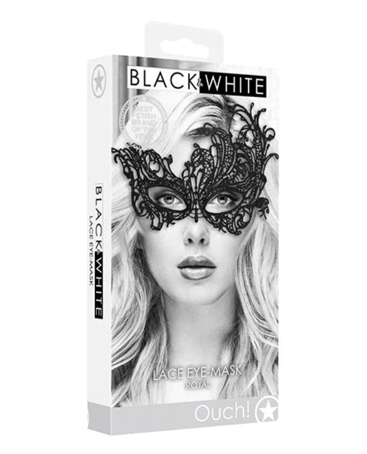 Ouch Black and White Lace Eye Mask Royal - Fancy Dress Ups