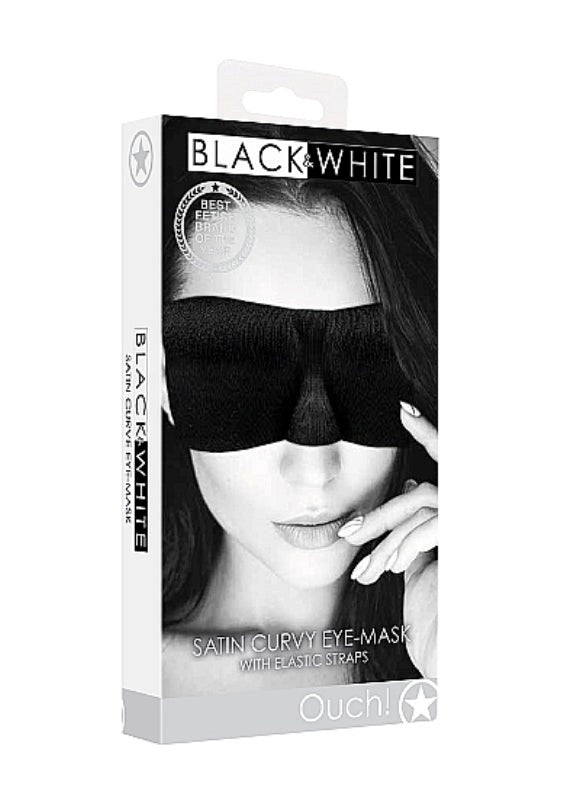 Ouch Black and White Satin Curvy Eye Mask Masks And Blindfolds