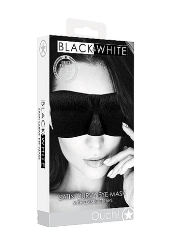 Ouch Black and White Satin Curvy Eye Mask - Masks And Blindfolds